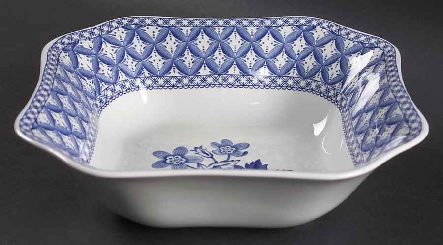 Blue Geranium 9" Square Salad Serving Bowl by Spode-1