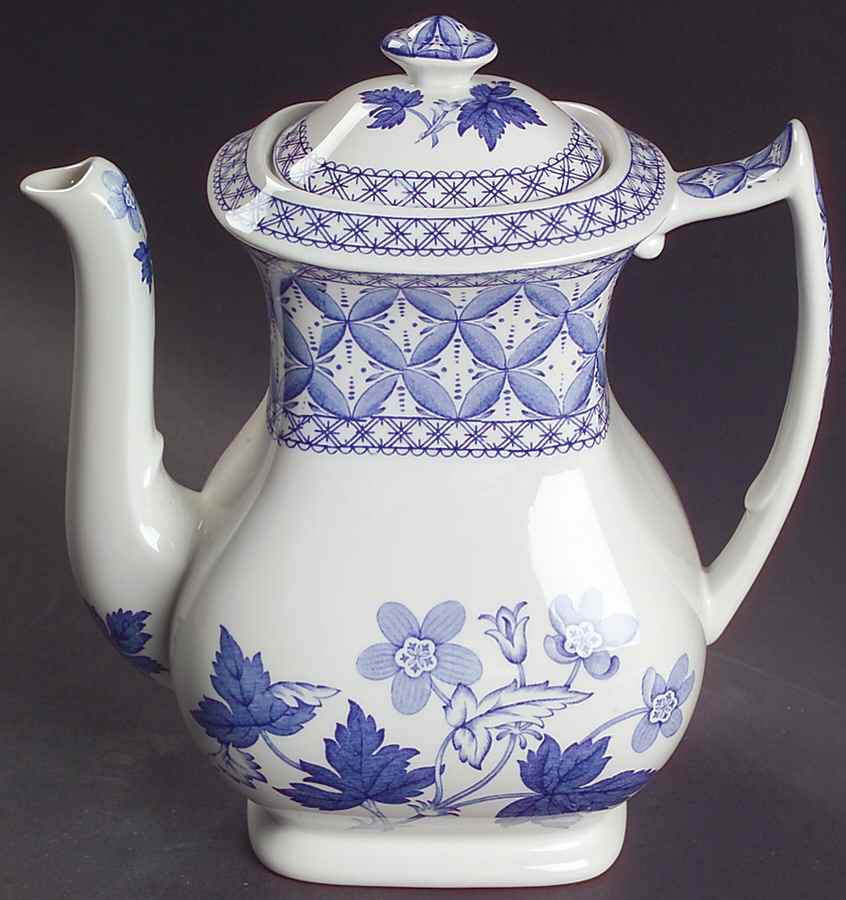 Blue Geranium Coffee Pot & Lid by Spode-1