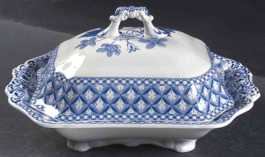Blue Geranium Rectangular Covered Vegetable by Spode-1