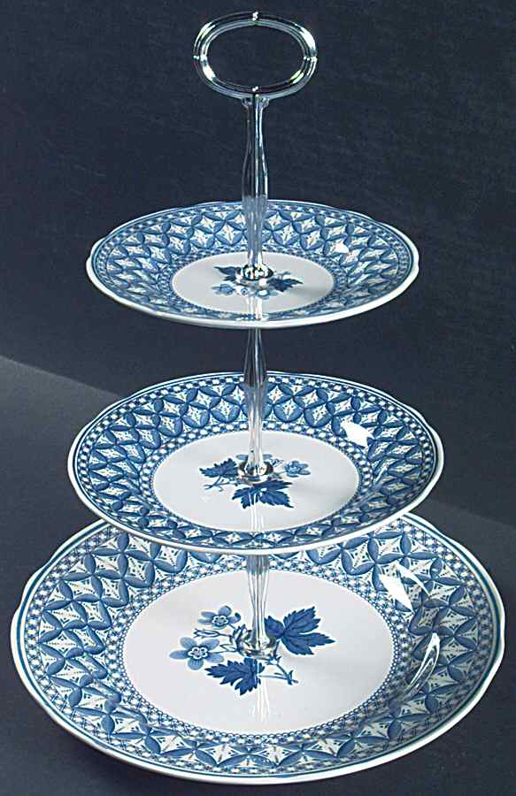 Blue Geranium 13 7/8"-14 1/4" 3-Tiered Serving Tray(DP,SP,BB) HC by Spode-1