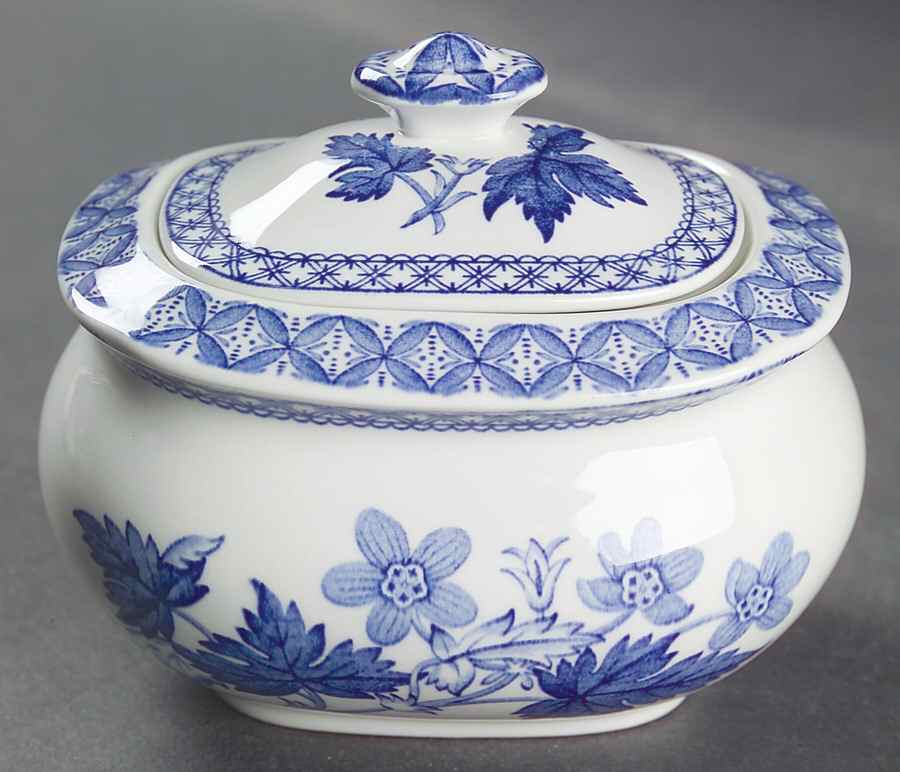 Blue Geranium Sugar Bowl & Lid by Spode-1