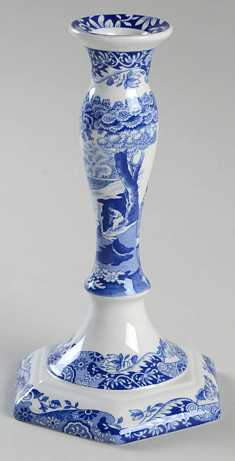 Blue Italian 7" Candlestick by Spode-1