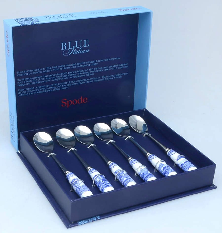 Blue Italian Teaspoon - Set of 6 Boxed by Spode-1