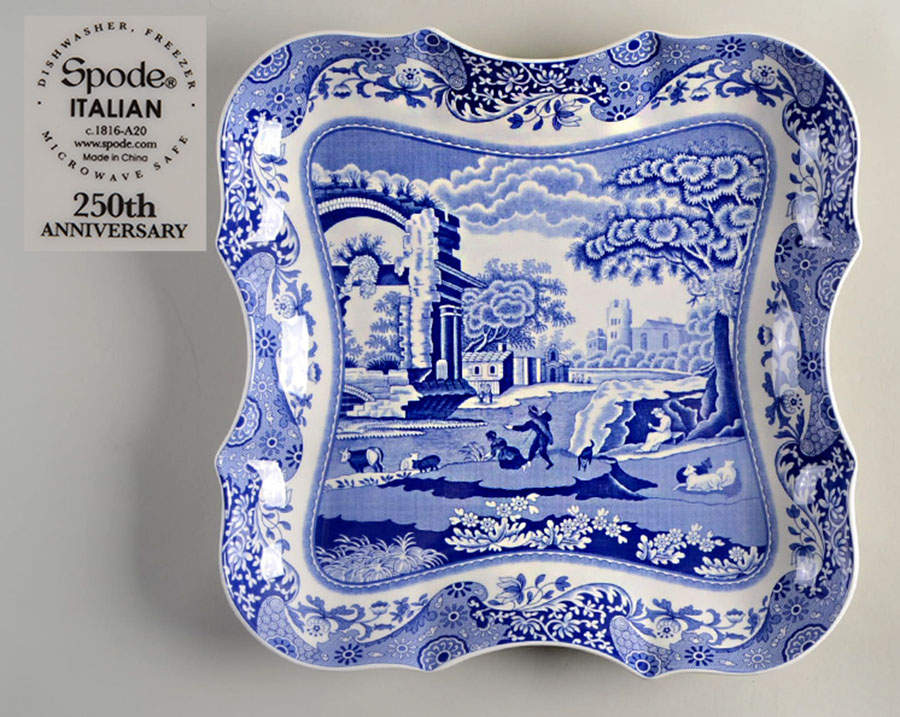 Blue Italian 14" Devonia Tray 250th Anniversary by Spode-1