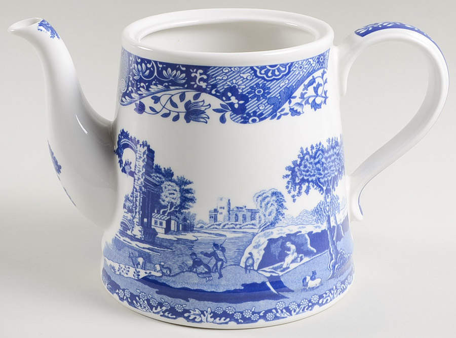 Blue Italian Ascot Teapot No Lid by Spode-1
