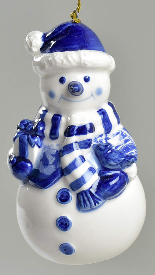 Blue Italian Snowman Ornament by Spode-1