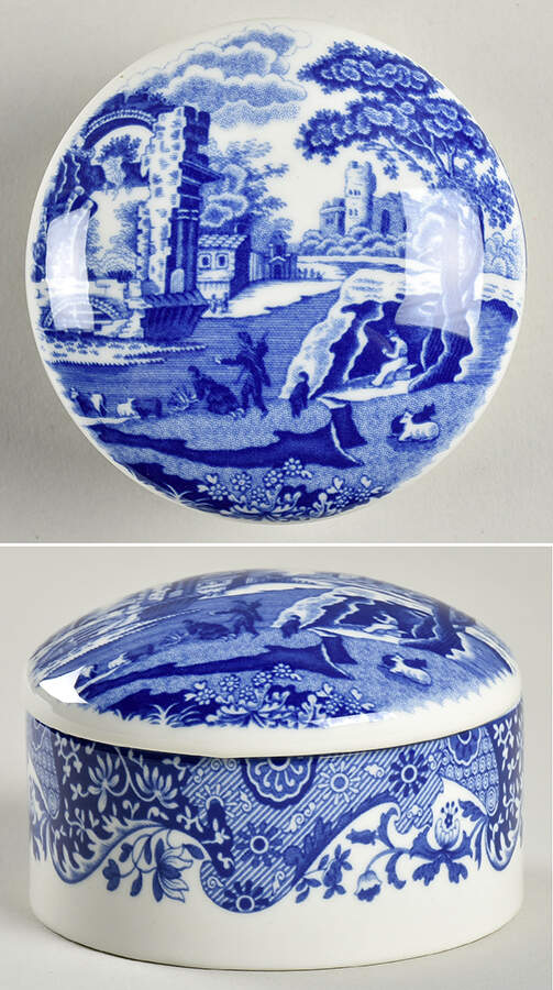 Blue Italian 3" Round Box & Lid by Spode-1