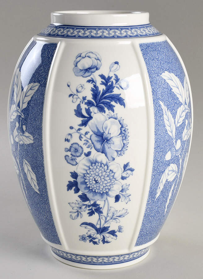 Blue Italian 10" Panel Vase by Spode-1