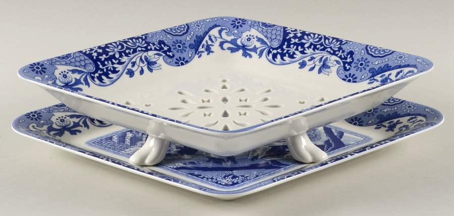 Blue Italian 200 Anniversary Fruit Strainer & Underplate by Spode-1