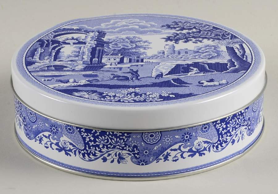 Blue Italian 6" Cake Tin & Lid by Spode-1