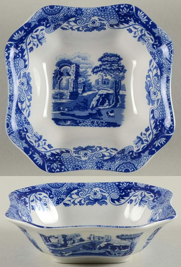 Blue Italian Miniature Square Vegetable Bowl by Spode-1