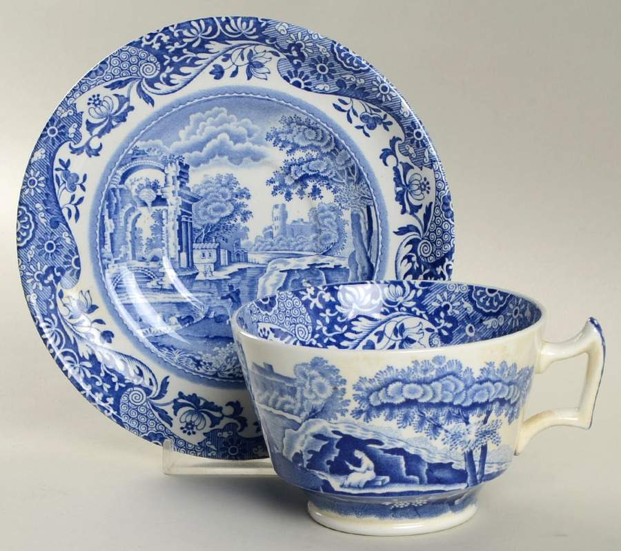 Blue Italian Oversized Cup & Saucer Set by Spode-1