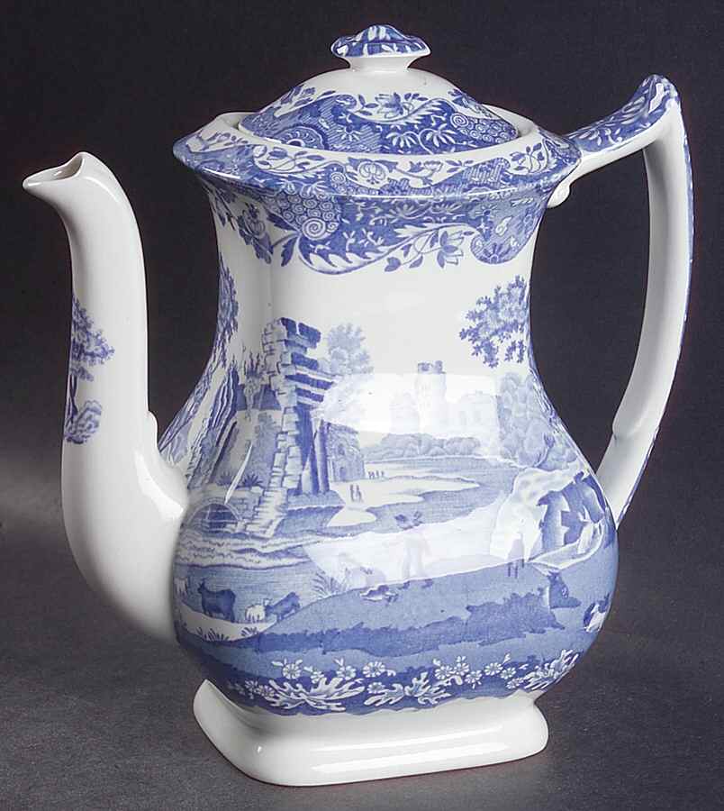 Blue Italian Mini Coffee Pot & Lid by Spode-1