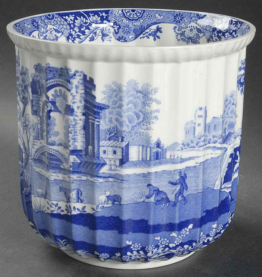 Blue Italian 7" Cachepot by Spode-1