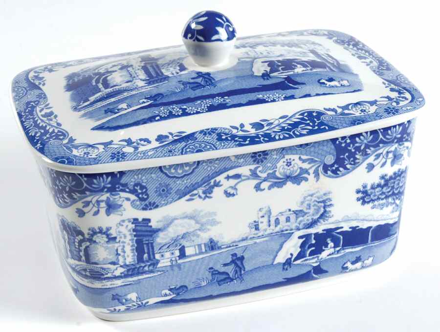 Blue Italian Butter Box & Lid by Spode-1