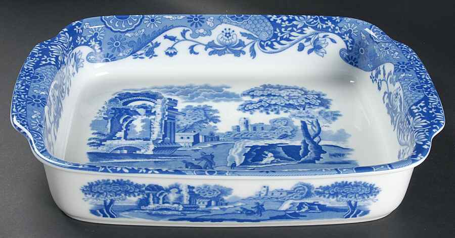 Blue Italian 15" Rectangular Baker by Spode-1