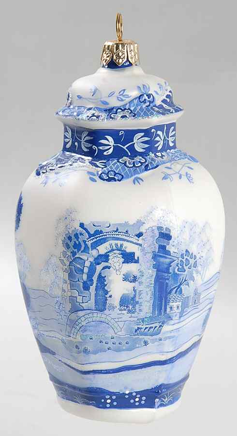 Blue Italian Hexagonal Vase Ornament by Spode-1