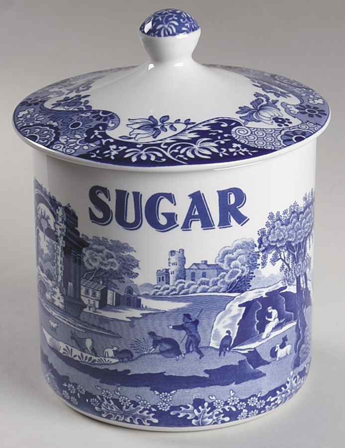 Blue Italian Sugar Canister & Lid by Spode-1