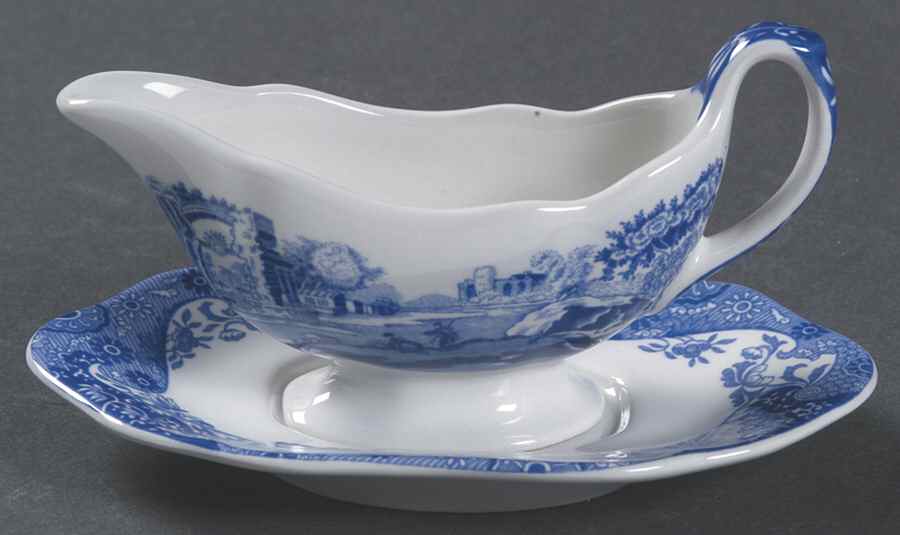 Blue Italian Miniature Gravy Boat & Underplate by Spode-1