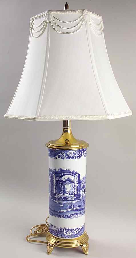 Blue Italian Electric Pasta Jar Lamp & Shade by Spode-1