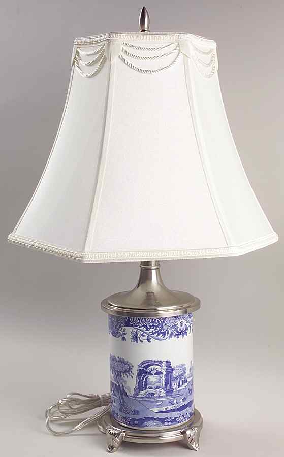 Blue Italian Electric Canister Lamp & Shade by Spode-1