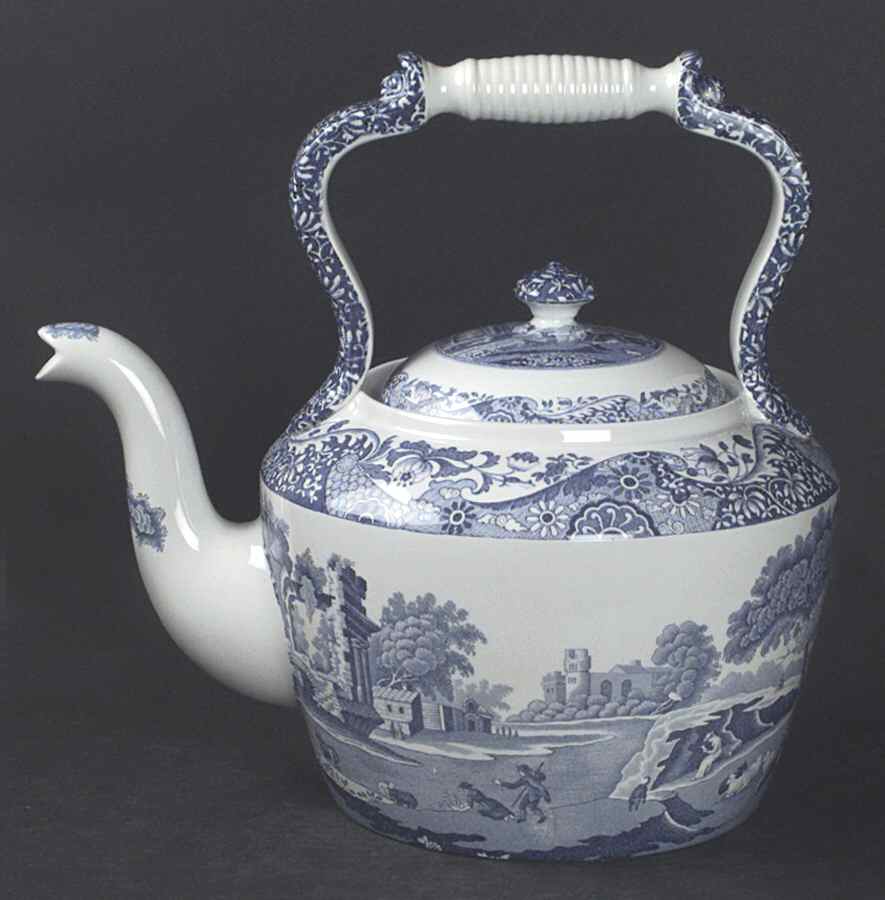Blue Italian Large Kettle & Lid by Spode-1