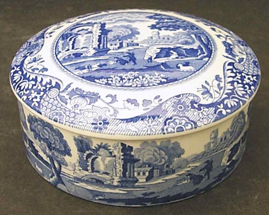 Blue Italian Round Box & Lid by Spode-1