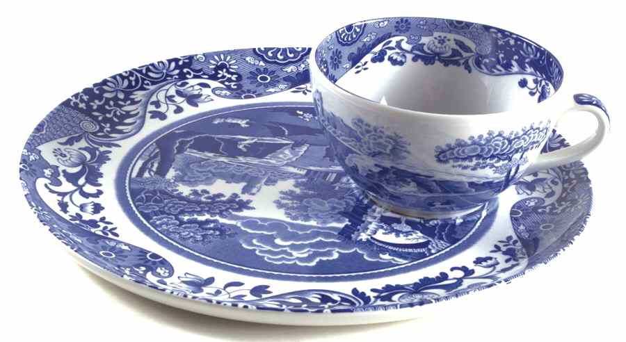 Blue Italian Snack Plate & Cup Set by Spode-1