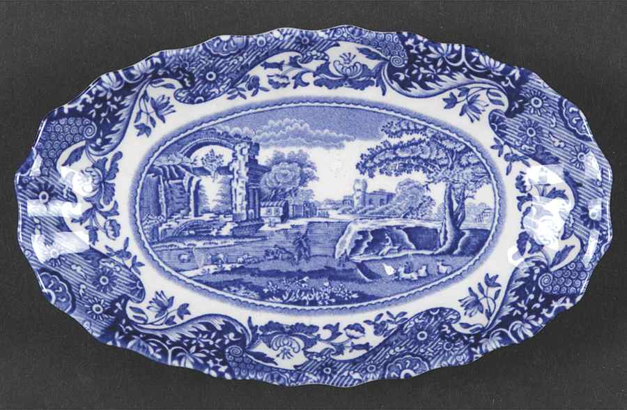 Blue Italian Small Oval Tray by Spode-1