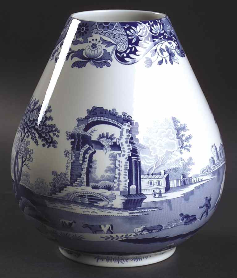 Blue Italian 8" Bulbous Vase by Spode-1
