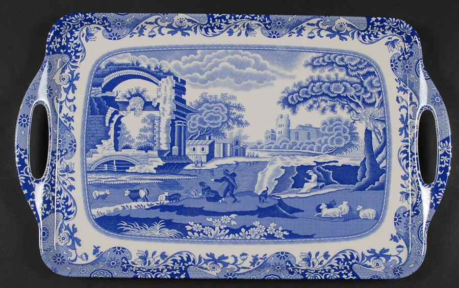 Blue Italian Large Melamine Tray by Spode-1