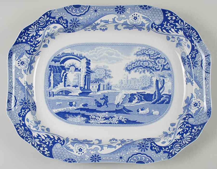 Blue Italian 16" Oval Serving Platter by Spode-1