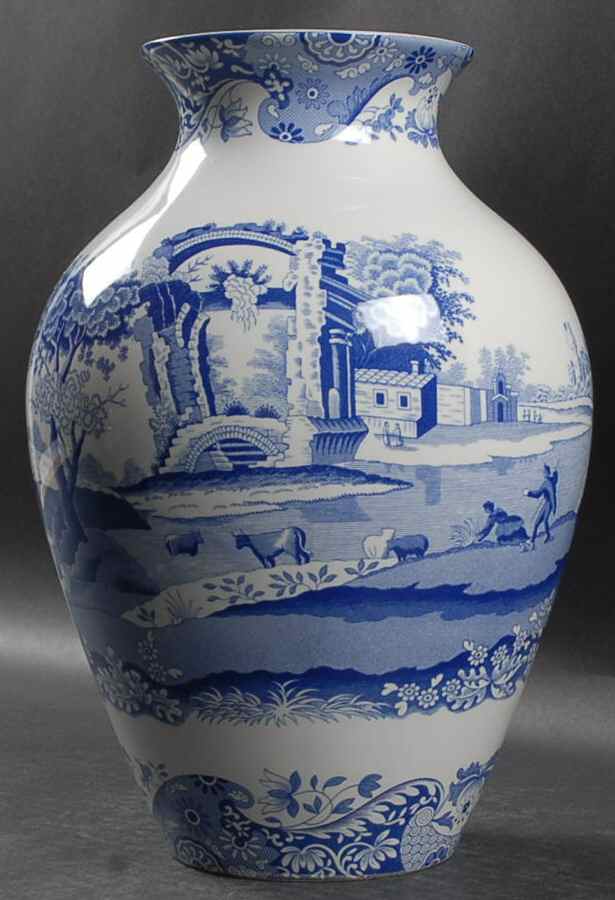 Blue Italian 10" Vase by Spode-1
