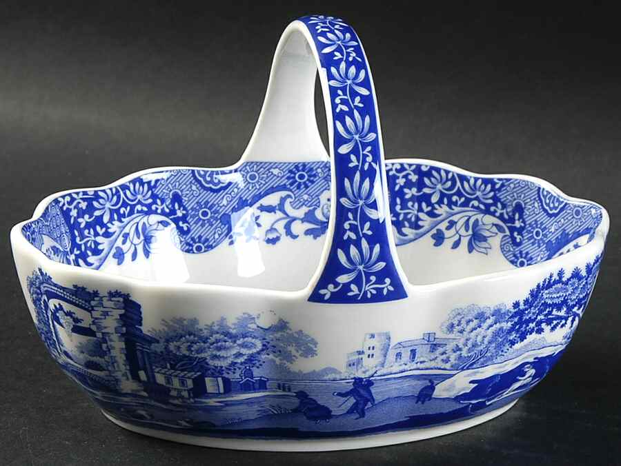 Blue Italian Basket Bowl by Spode-1