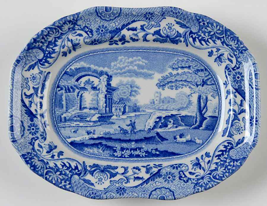 Blue Italian Miniature Oval Serving Platter by Spode-1