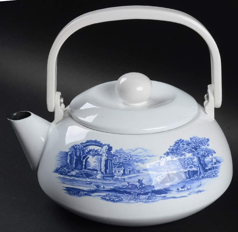 Blue Italian Metal Kettle & Lid by Spode-1