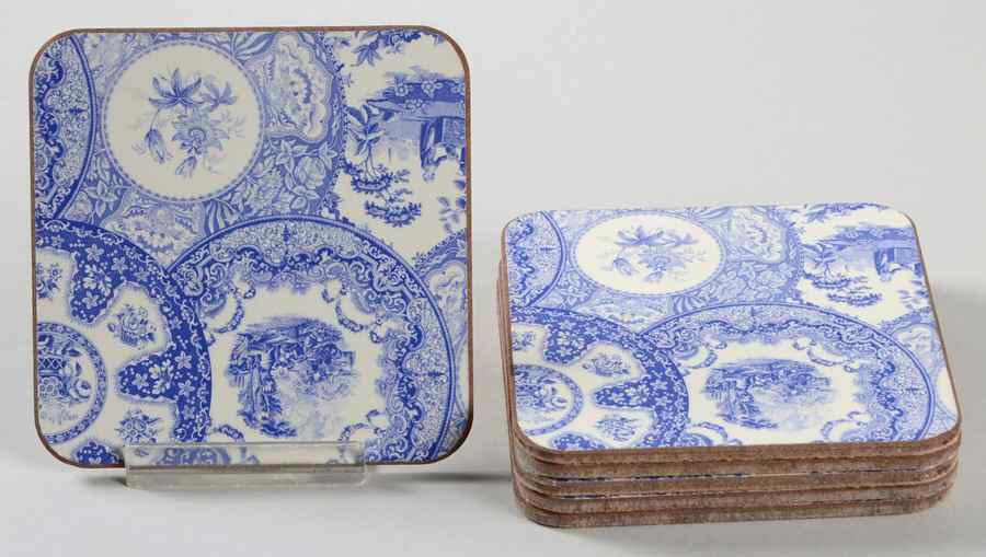Blue Room Collection Square Corkback Coaster - Set of 6 by Spode-1