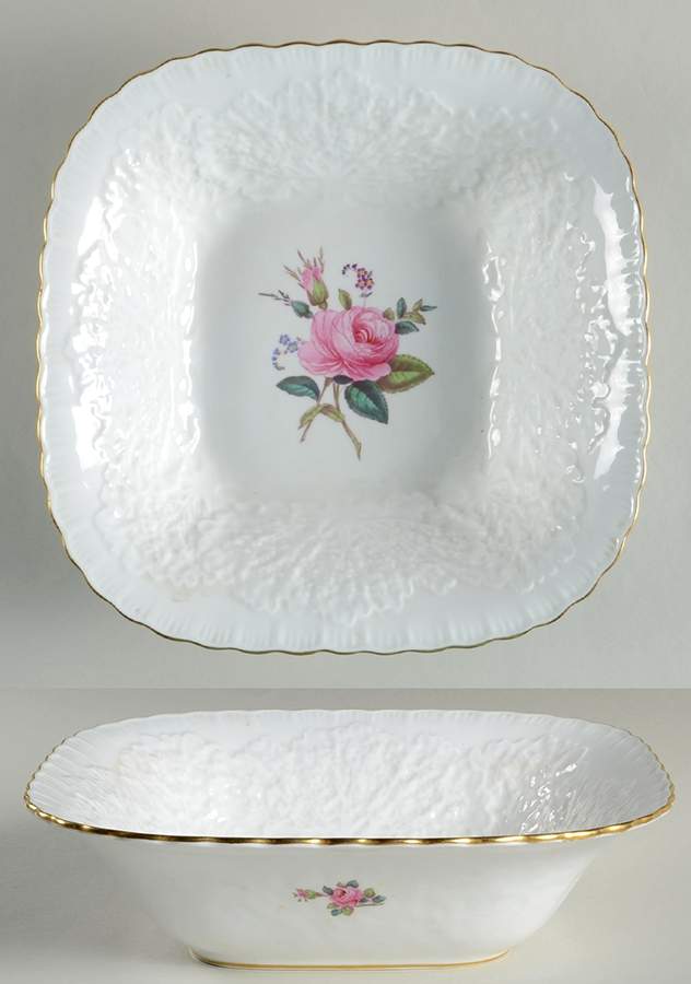 Bridal Rose (Gold Trim) 9" Square Vegetable Bowl by Spode-1