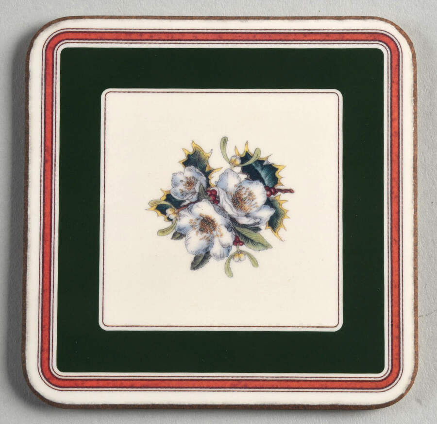 Christmas Rose Cork Back Square Coaster by Spode-1