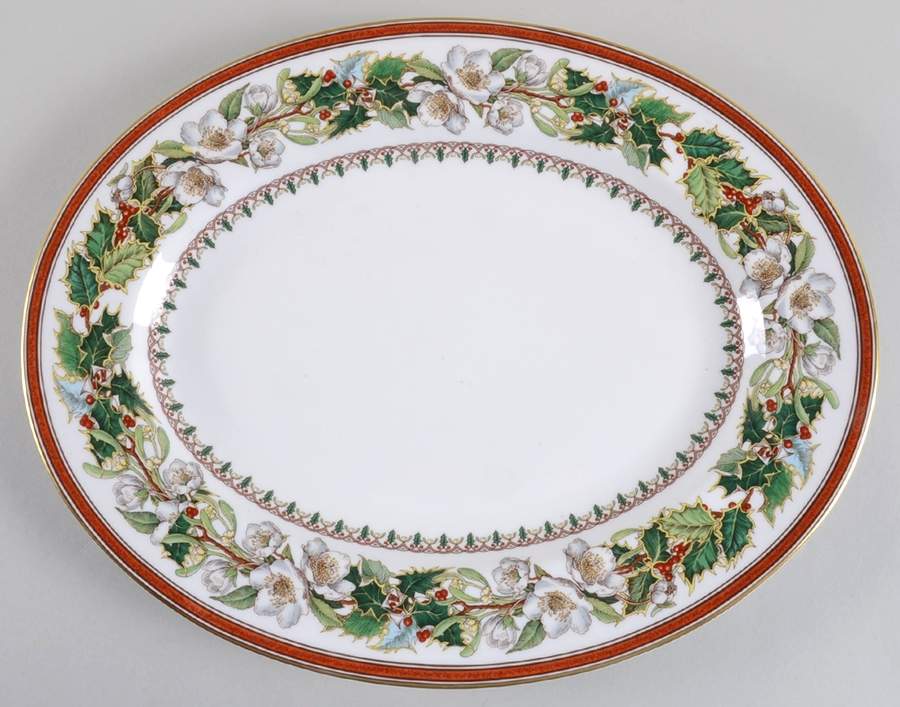 Christmas Rose 15" Oval Serving Platter by Spode-1