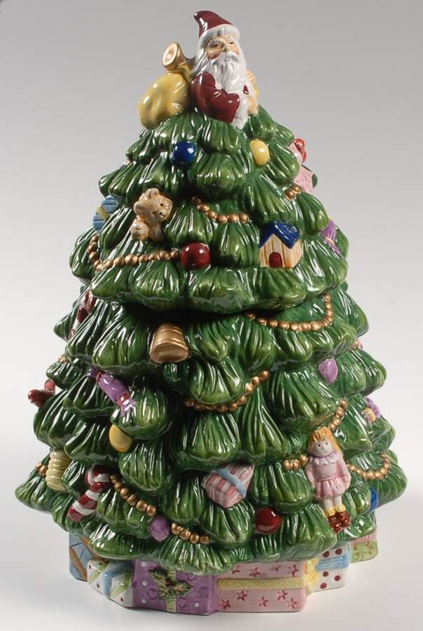 Christmas Tree Tree Shape Cookie Jar & Lid by Spode-1