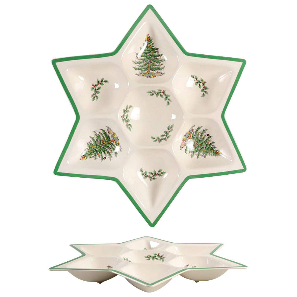 Christmas Tree Star Shaped Hors d'Oeuvre Tray by Spode-1