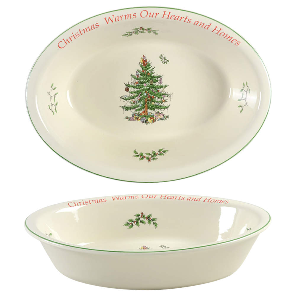 Christmas Tree Oval Sentiment Dish by Spode-1