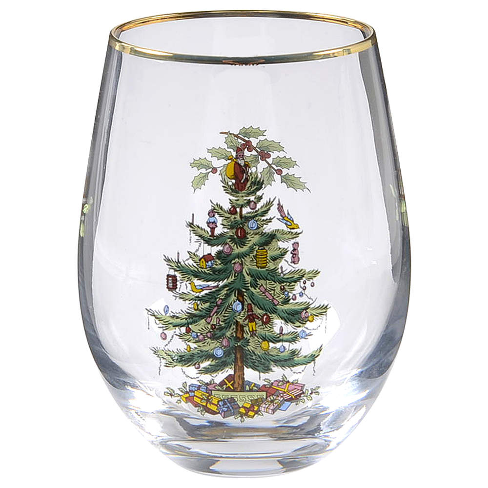 Christmas Tree Glassware Stemless Wine by Spode-1