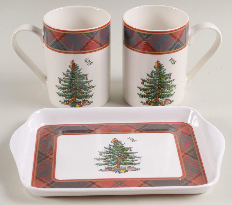 Christmas Tree Mug - Set of 2 & Melamine Tray by Spode-1