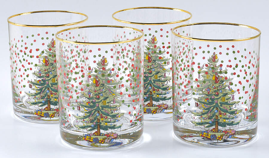 Christmas Tree Glassware Double Old Fashioned - Set of 4 by Spode-1