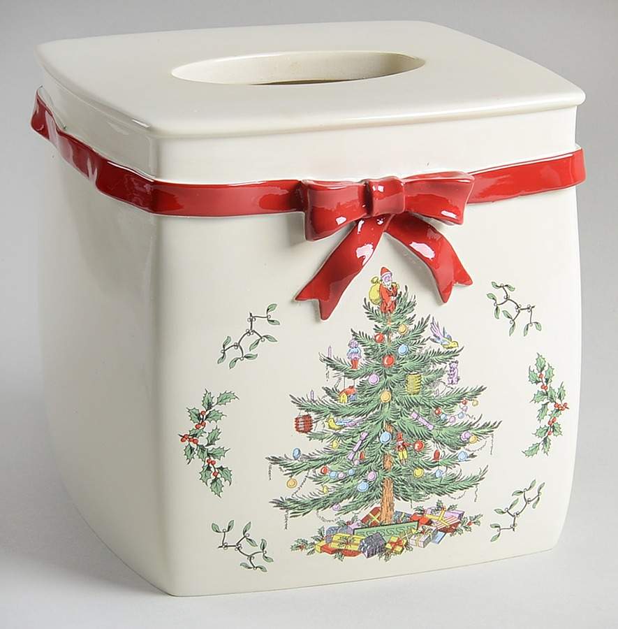 Christmas Tree Square Tissue Box Cover by Spode-1