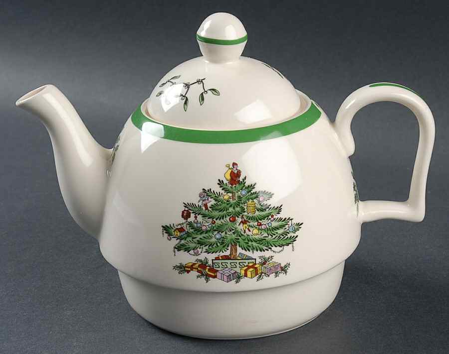 Christmas Tree Teapot for Individual Teapot & Lid with Cup by Spode-1