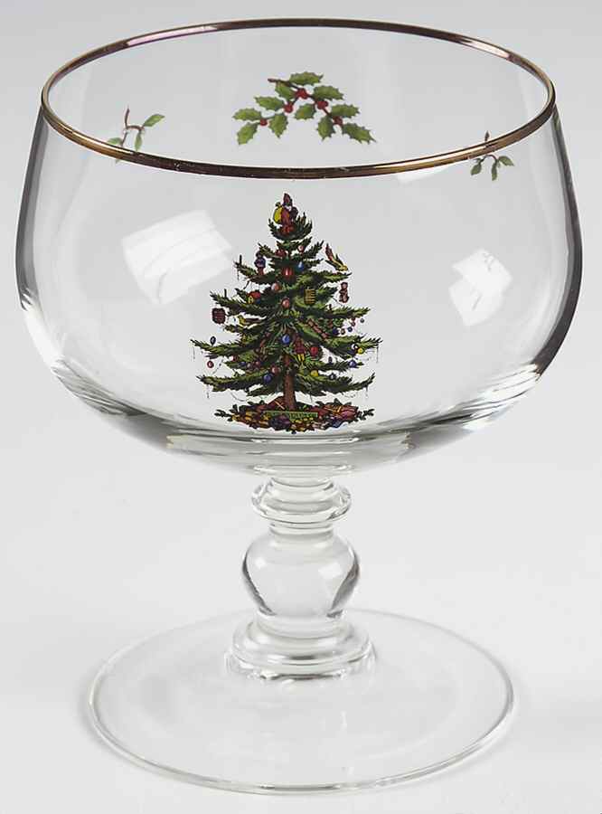 Christmas Tree Glassware Pedestal Ice Cream Pudding Bowl by Spode-1