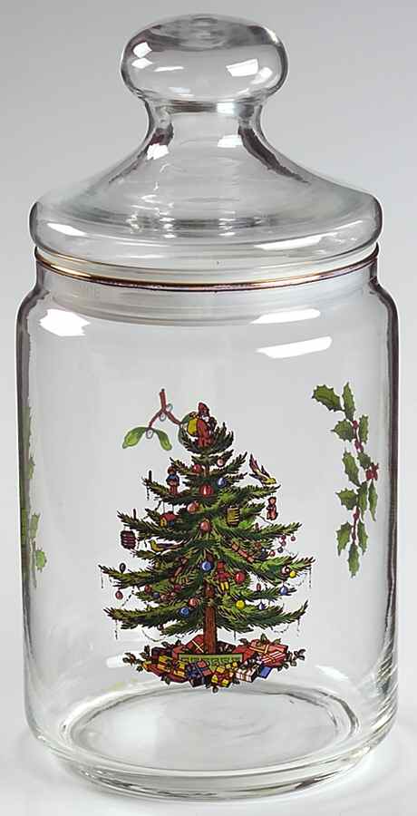 Christmas Tree 7" Glassware Storage Jar & Lid by Spode-1